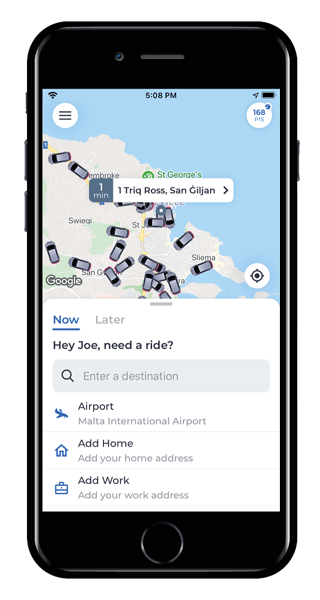 eCabs taxi Malte app sur smartphone